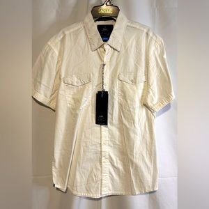 MBX Men's White Short Sleeve Button Down Stretch Casual Shirt Medium